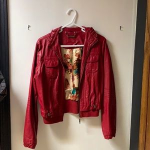 Bright red leather jacket size small